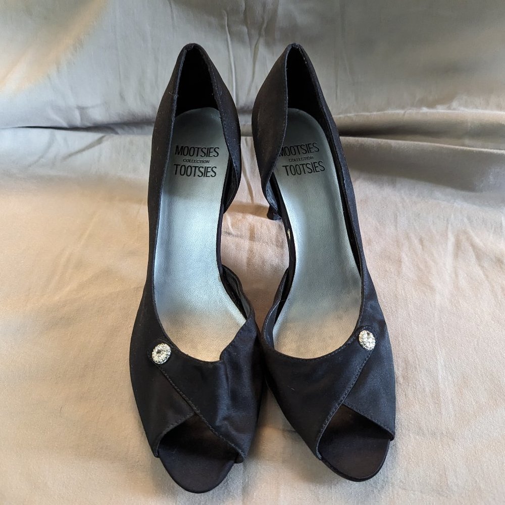 Black Heels with Crystal Accent